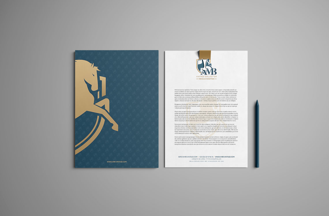 Charte graphique déclinée sur les outils de papeterie - AMB Vintage Collect'or
