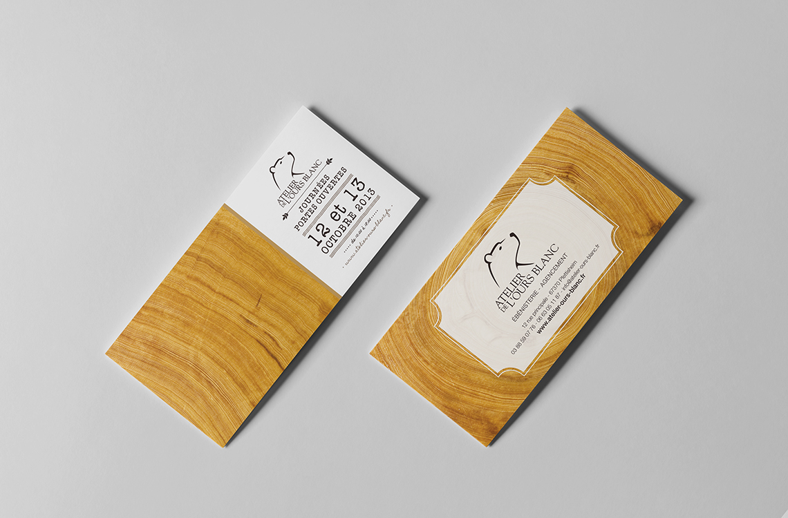 Carton d'invitation aux journées portes ouvertes de l'Atelier de l'Ours Blanc