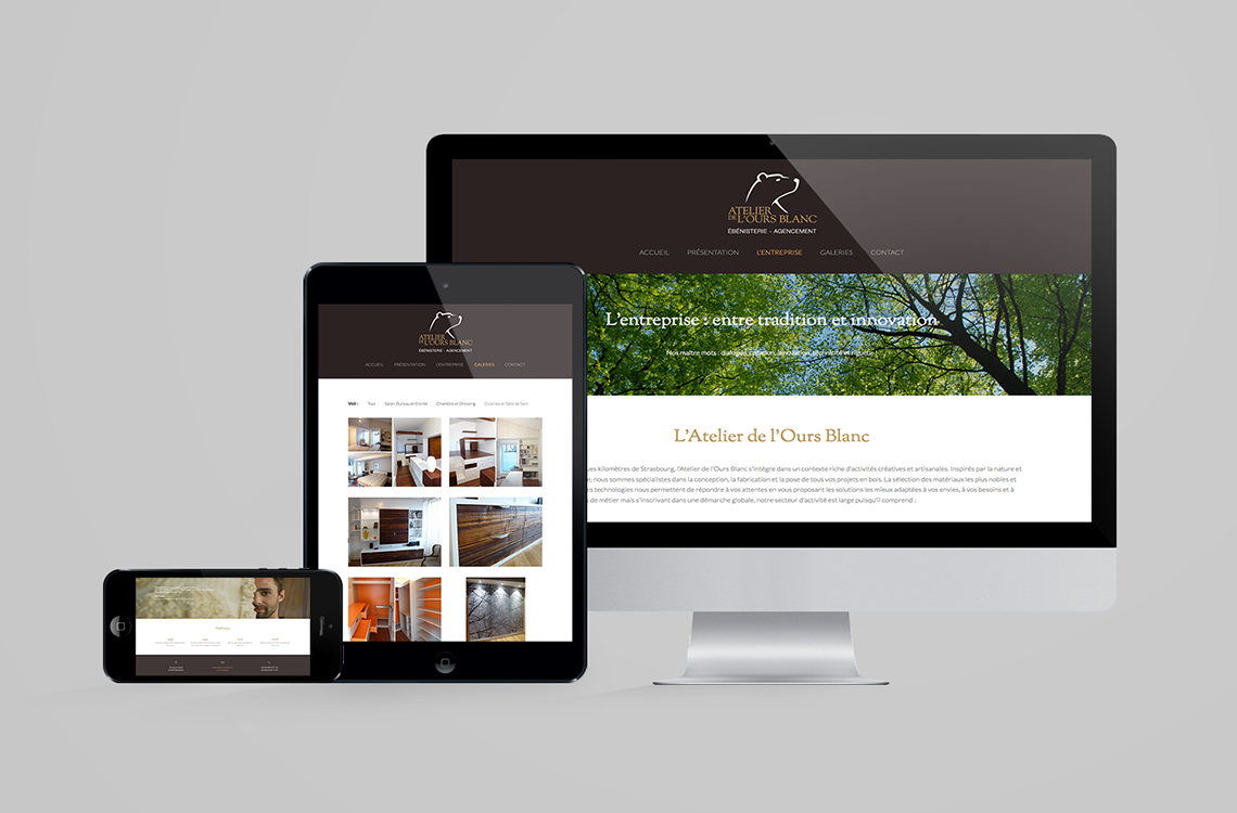 Site internet vitrine 100 % responsive de l'Atelier de l'Ours Blanc