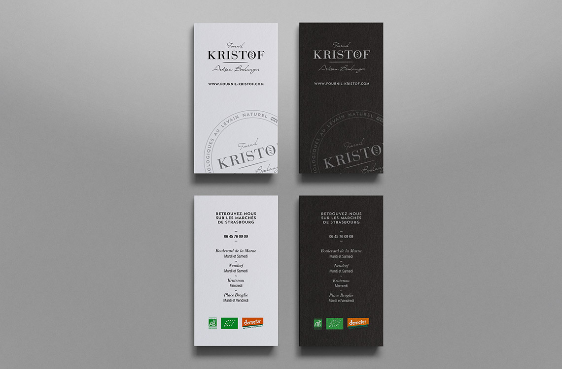 Cartes de visite du Fournil Kristof
