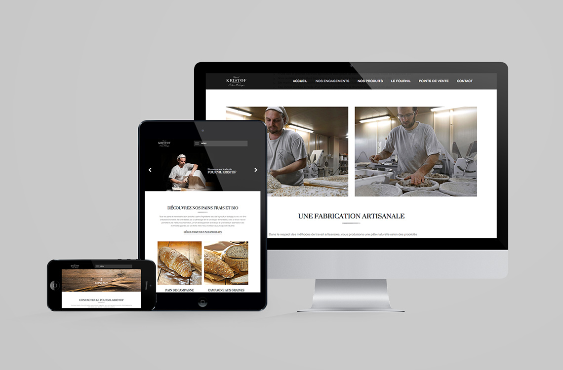 Site vitrine 100 % responsive design du Fournil Kristof