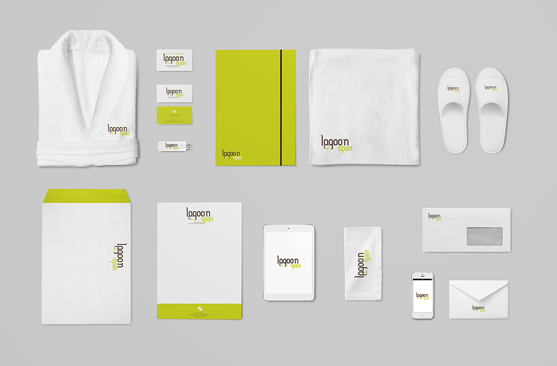 Charte graphique appliquée sur différents supports - Lagoon Spas