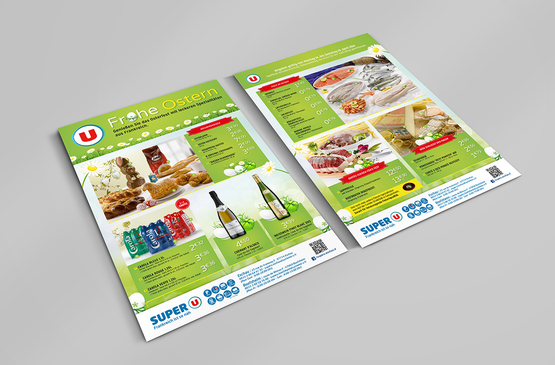 Flyer promotionnel Pâques à destination du marché allemand - Super U